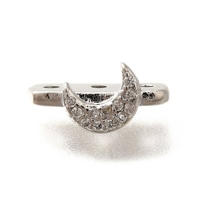 Brass Micro Pave Clear Cubic Zirconia Spacer Bars