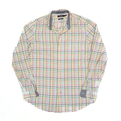 NAUTICA Shirt White Check Long Sleeve Mens S