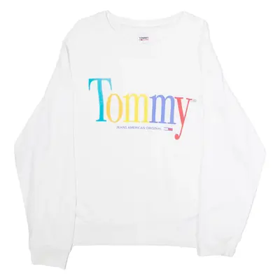 TOMMY JEANS Womens Sweatshirt White Crew Neck XL