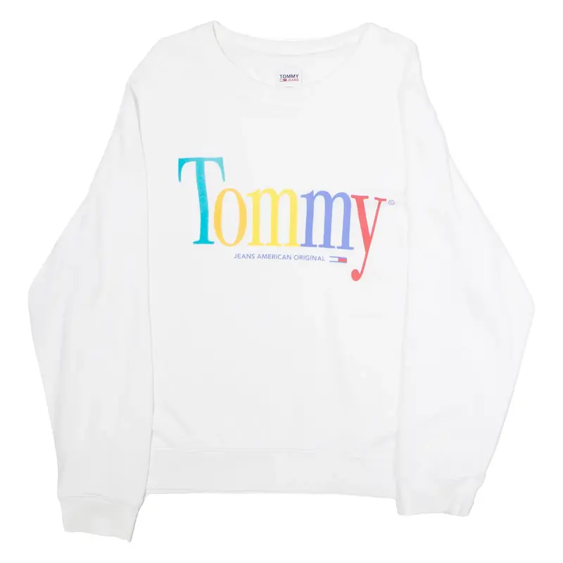 TOMMY JEANS Womens Sweatshirt White Crew Neck XL