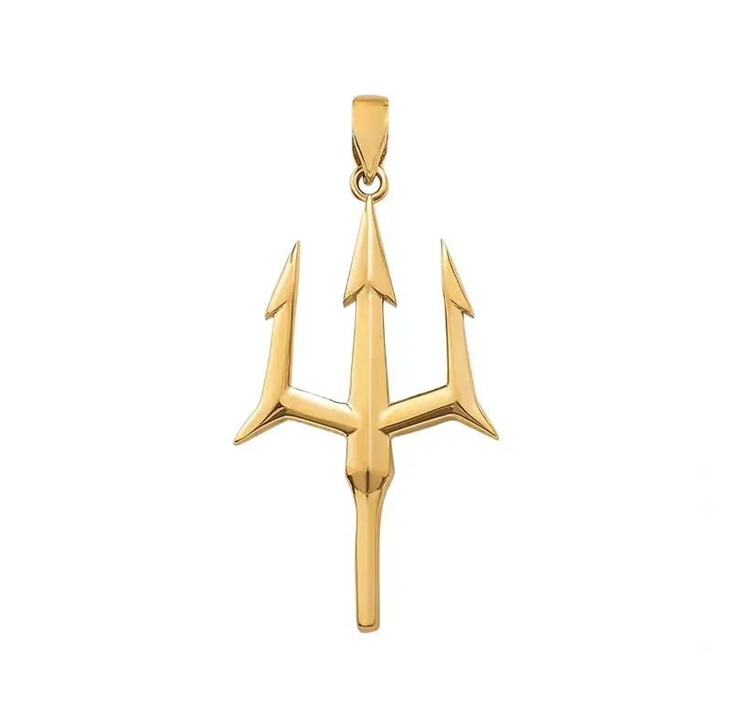 Sterling Silver with Yellow Gold Plated Trident Pendant Charms