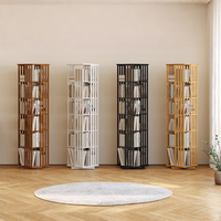 Yowos Rotating Bookshelf,360° Display Book Case,Narrow Wooden Bookshelves Tower,Bamboo Organizer Storage Spinning Shelf,Lazy...