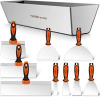 【Deals for You Days】THINKWORK Drywall Hand Tool Kit, 10 Pieces Stainless Steel Drywall Machine Set, Putty Set for Drywall...