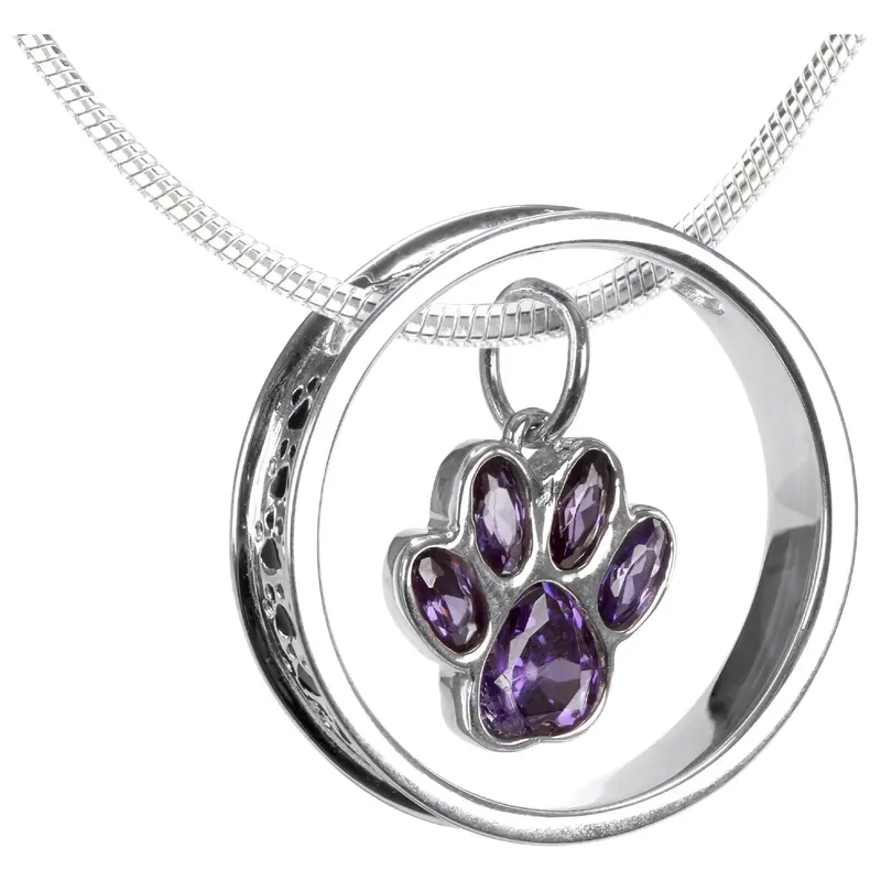 A Life Full of Paws Sterling Necklace - with Sterling Cable Chain