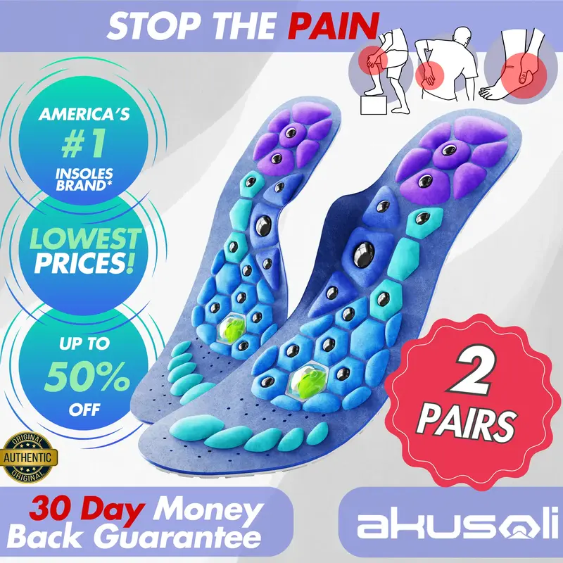AKUSOLI Plantar Fasciitis Insoles - 2 Pairs | Memory Foam Technology | All-Day Comfort | Cut to Size | Fits All Shoes | Premi...
