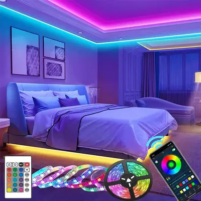 RGB LED Strip Light, Music Sync LED Light with Smart APP & Remote Control, Indoor Atmosphere Strip Light, Color Changing LED ...