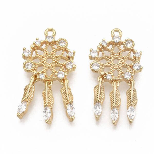 Brass Micro Pave Clear Cubic Zirconia Pendants