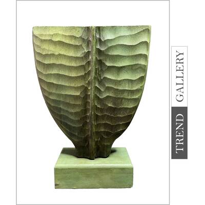 Abstract Wood Sculpture Hand Carved Table Figurine Modern Original Desktop Art Creative Home Decor | HOLY GRAIL 15.3"x10...