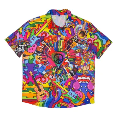 Mens Shirt Red Silk Crazy Pattern L