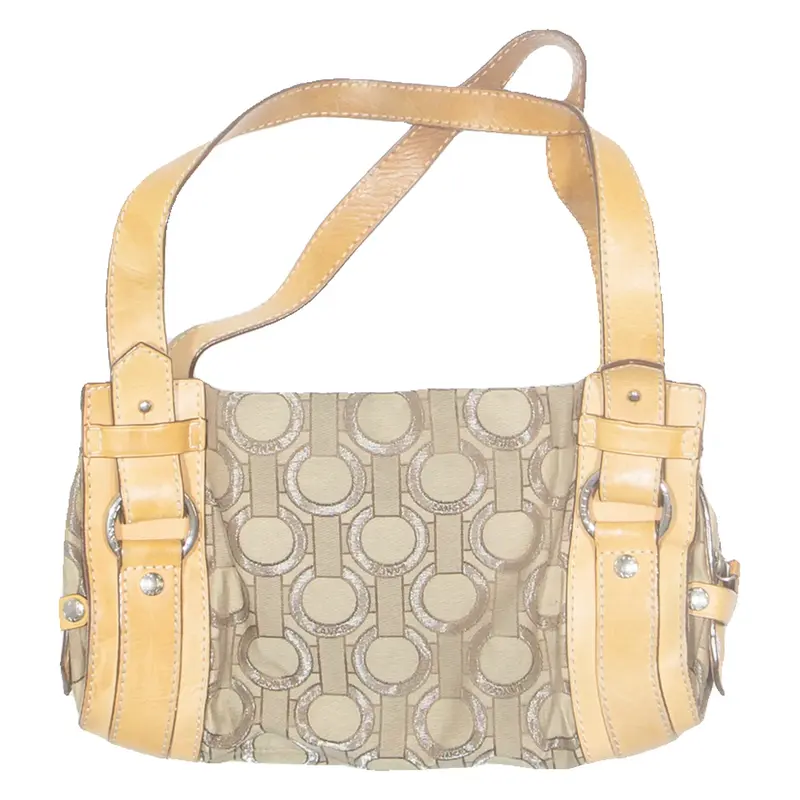 LANCEL Y2K Womens Shoulder Bag Beige Spotted