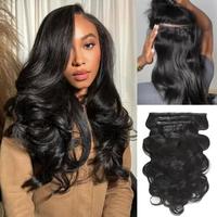 Mscoco Human Hair Yaki Straight Clip In Hair Extensions Quick Weave Seamless Comfortable Body Wave/ Silky Straight Clip In Hu...