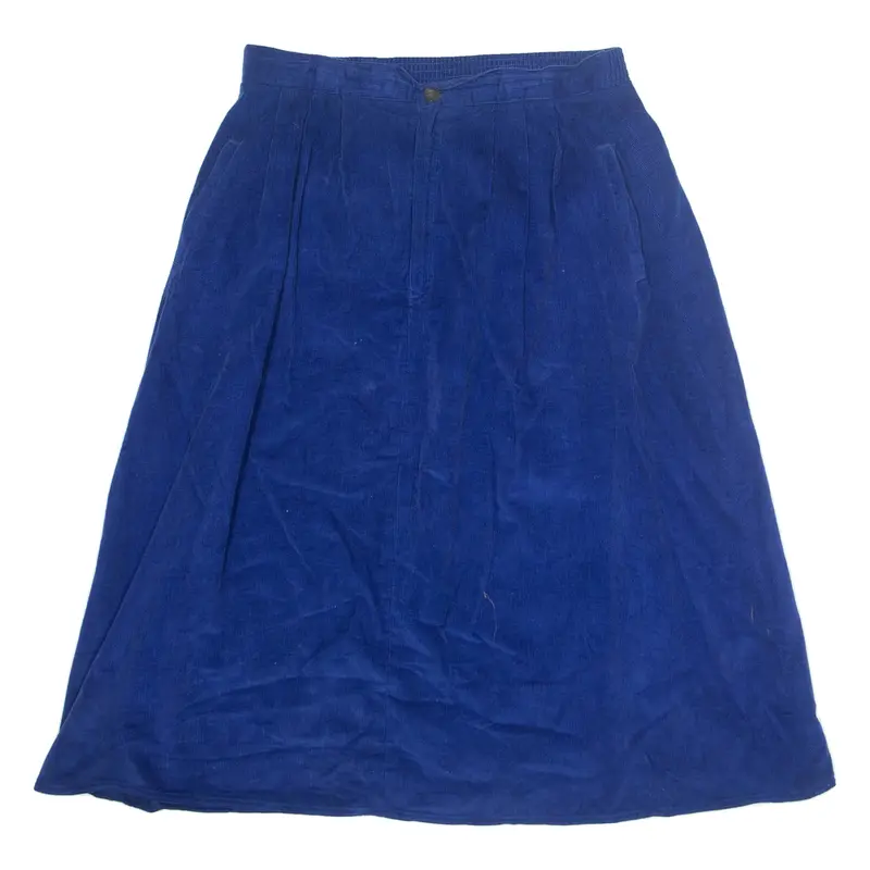 SASSON Womens A-Line Skirt Blue Knee Length Corduroy L
