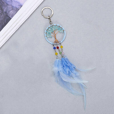 Natural Quartz Tree of Life Keychain