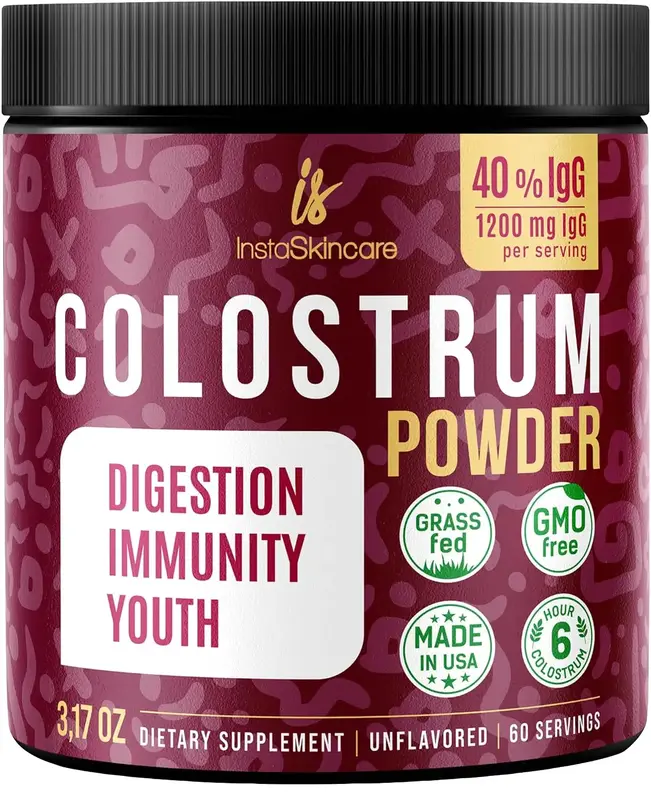 Colostrum Powder Supplement for Humans - Grass-Fed Bovine for Gut Health Support, Immune Health & Hair Growth - Edible Milk F...