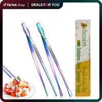 GEEKHOM Tweezers Tongs, [2 Pack] 12'' Stainless Steel Kitchen Fine Tweezer Tongs, Professional Chef Tweezers for Cooking, Roa...