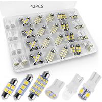 42 Pieces Interior Car Lights, Super Bright White Dome Map Tail Cab Lights Bulb Kit Set , DE3175 T10 31mm 41mm 194 LED Bulb f...