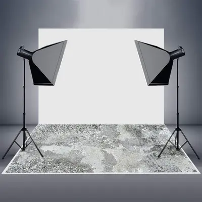 Grey Shabby Cement Wall Textured Rubber Floor Mat - Aperturee