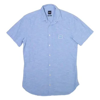BOSS Mens Plain Shirt Blue S