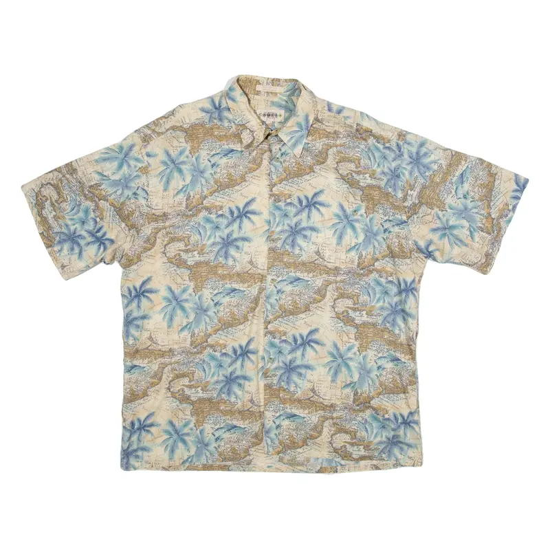 CAMPIA MODA Mens Hawaiian Shirt Blue Floral XL