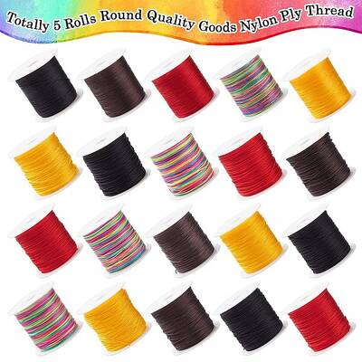 5 Rolls 5 Colros 3-Ply Round Nylon Thread