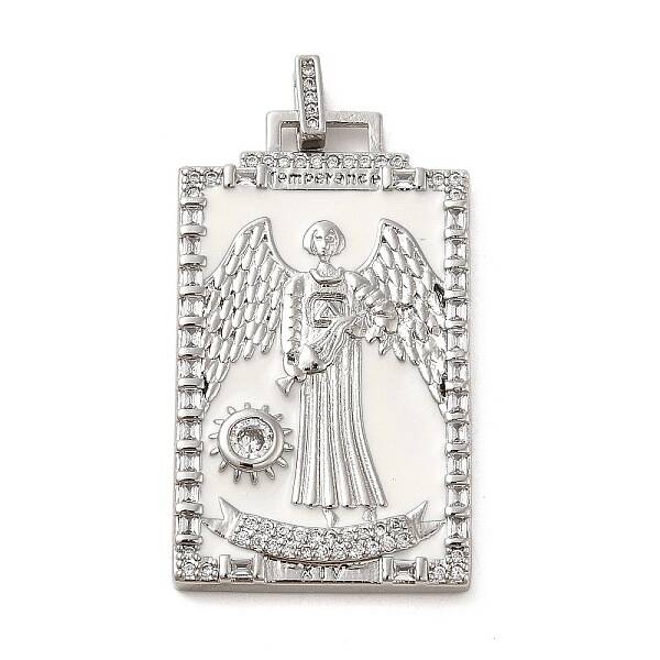 Brass Micro Pave Cubic Zirconia Pendants with Enamel