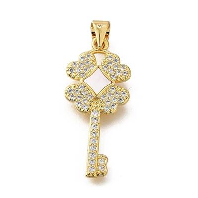 Brass Micro Pave Cubic Zirconia Shell Pendants