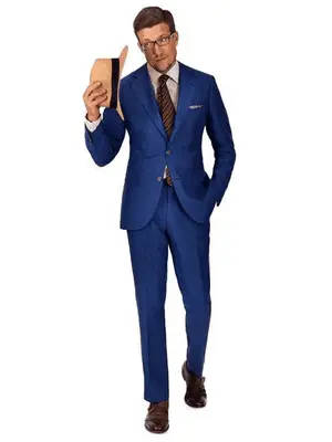 Mens Blue Linen Suit