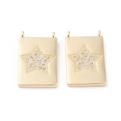 Brass Micro Pave Clear Cubic Zirconia Pendants