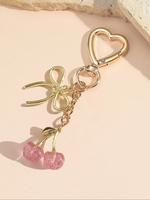 Women's Cute Cherry & Bow Decor, Minimalist Bag Charm, Fashion Accessories for Women & Girls, Keychain Jewelry
