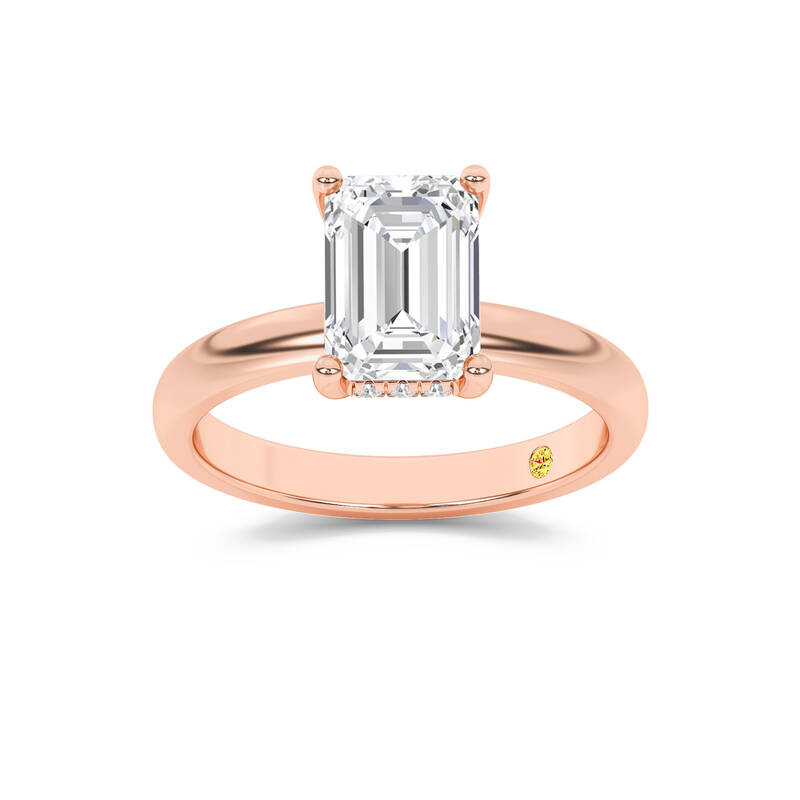 Firefly Hidden Halo Emerald Cut Lab Grown Diamond Engagement Ring | 18K Rose Gold 1 1/10 CT. TW.