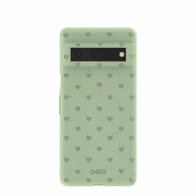 Sage Green Hearts Google Pixel 7 Case