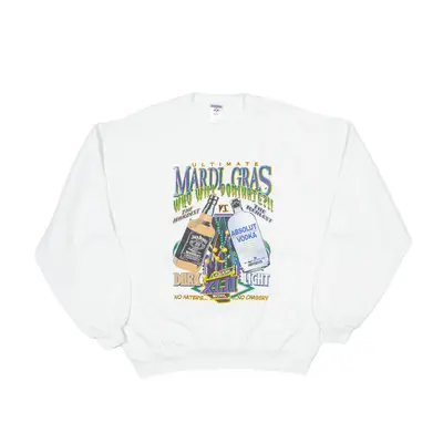 JERZEES Ultimate Mardi Gras Sweatshirt Cream 90s Mens L