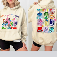 Inside Out It's Okay To Feel All The Feels Hoodie 2-Sides, Inside Out  T-Shirt Sweatshirt, Mental Health Matter Shirt, Emotio...