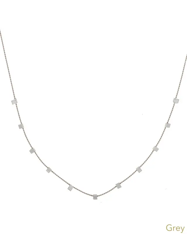 Hilo Necklace | Metal Color: Silver | Color: Grey