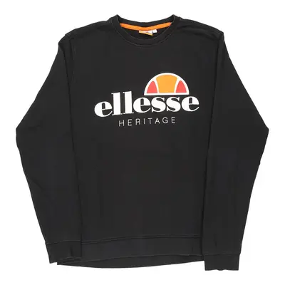Ellesse Spellout Sweatshirt - Large Black Cotton