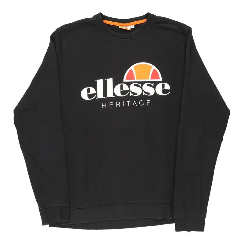 Ellesse Spellout Sweatshirt - Large Black Cotton