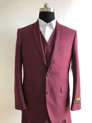 AN-2V Burgundy - Mens Modern Fit Suit