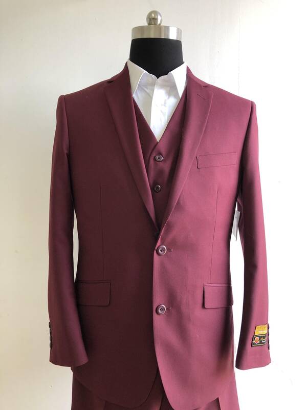 AN-2V Burgundy - Mens Modern Fit Suit