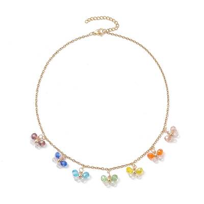 Bohemian Style Stainless Steel Glass Pendant Necklaces for Women
