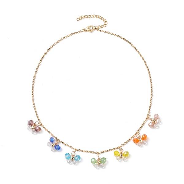 Bohemian Style Stainless Steel Glass Pendant Necklaces for Women