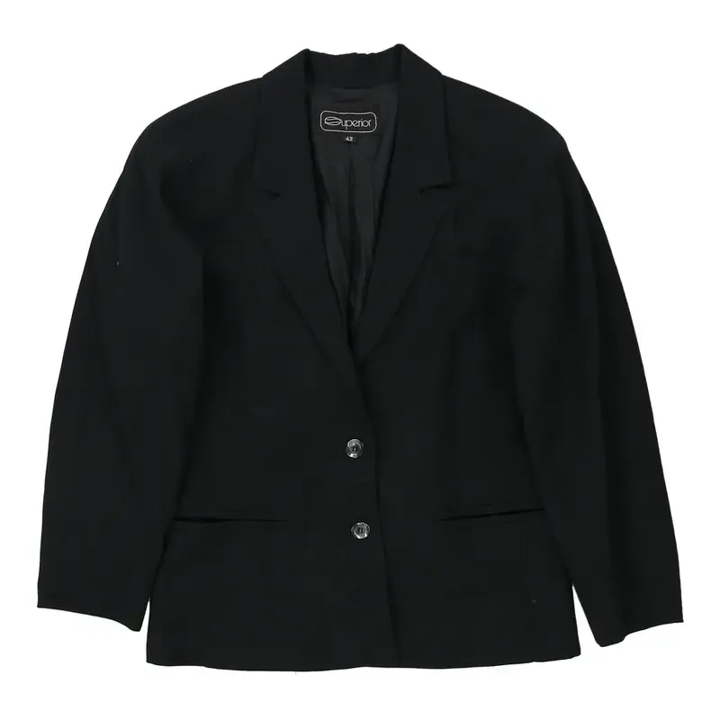 Superior Blazer - Large Black Wool Blend