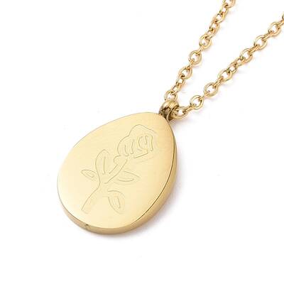 Teardrop with Rose of Life Pendant Necklace
