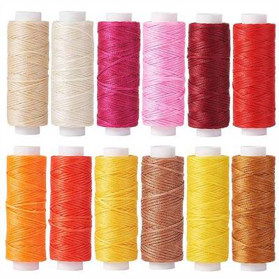 12Rolls 12 Colors Waxed Polyester Cord