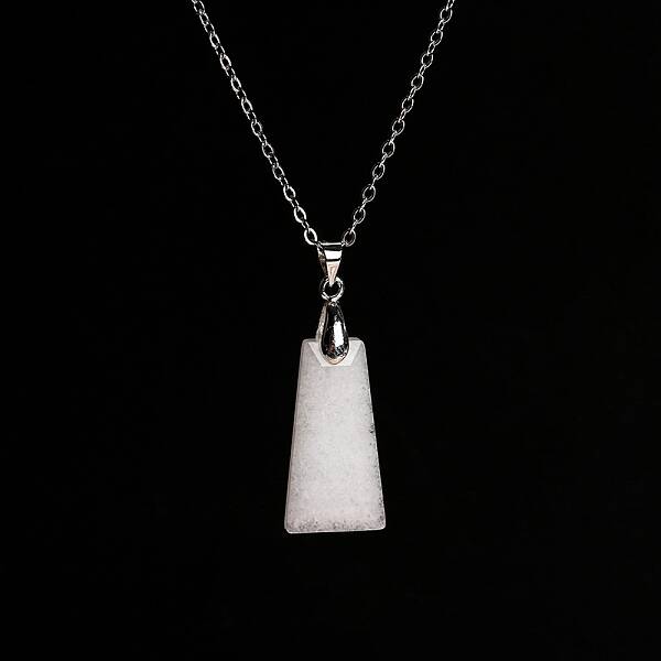 Natural White Jade Trapezoid Pendant Necklaces