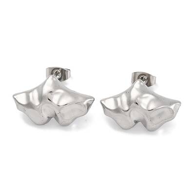 Non-Tarnish Leaf Ion Plating(IP) 304 Stainless Steel Stud Earrings
