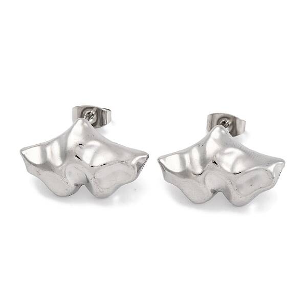 Non-Tarnish Leaf Ion Plating(IP) 304 Stainless Steel Stud Earrings