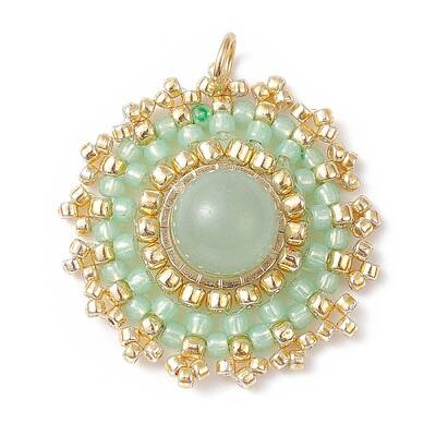 Natural Green Aventurine Flat Round Pendants