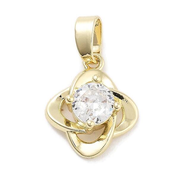 Brass Micro Pave Clear Cubic Zirconia Pendants