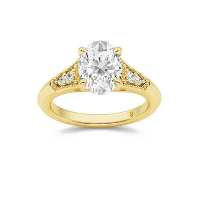 Lily Art Deco Oval Lab Grown Diamond Engagement Ring | 14K Yellow Gold 2 5/8 CT. TW.