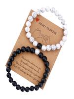 2pcs/set Unisex Simple Style Beaded Bracelet with Turquoise Texture Design, Casual Trendy Beaded Exquisite Bracelet, Fashiona...